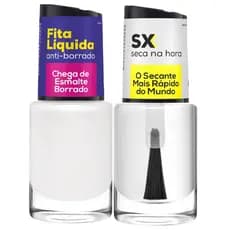 Kit 2 Esmaltes Cora Fita Liquida Chega de Esmaltes Borrado e Secante Ultra Rápido Sx Seca Na hora