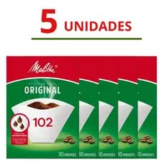Kit Com 5 Filtro de Papel Café Melitta 102 Descartavél Coador C/ 30 unidades Microfuros