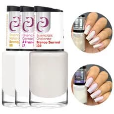 Kit 3 Esmaltes Cora Coleção Francesinha Lançamento Branquinhos Misturinha Clássicos Natural