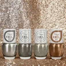 Kit 4 Esmaltes Novo Toque em Gel Coleção Glitter Natal Lançamento Manicure Pedicure