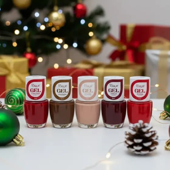 Kit 5 Esmaltes em Gel Novo Toque Nova Coleção de Natal Especial Atacado Cores da Moda