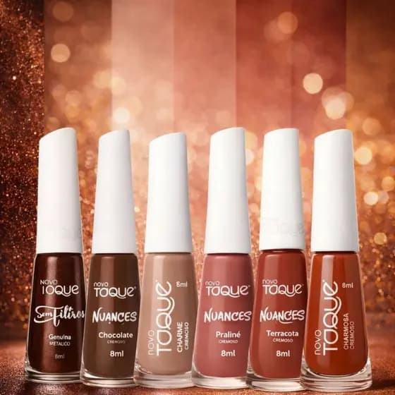 Kit 6 Esmaltes Novo Toque Tons de Marrom Terracota Coleção das Mais Vendidas Lançamento