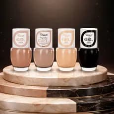 Kit 4 Esmaltes Novo Toque Efeito Gel Tons De Nude e Preto Cremosos Tendências Meia Estação Moda