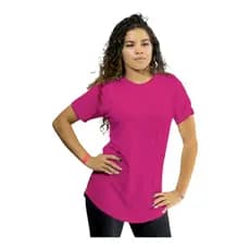 Camiseta Longline Feminina Pink Tapa Bumbum | Blusa Academia Fitness Alongada Confortável Treino Caminhada Dia a Dia