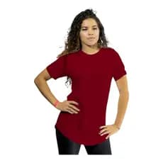 Blusa Longline Feminina Bordô | Camiseta Alongada Academia Fitness | Conforto Leve Tapa Bumbum Dia a Dia
