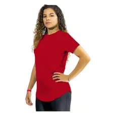 Blusa Longline Vermelha Feminina | Camiseta Alongada Academia Fitness Confortável Casual Tapa Bumbum