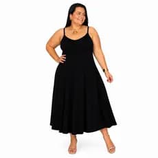 Vestido Midi Plus Size Feminino Decote V Básico Soltinho Confortável Casual Elegante Viscolycra