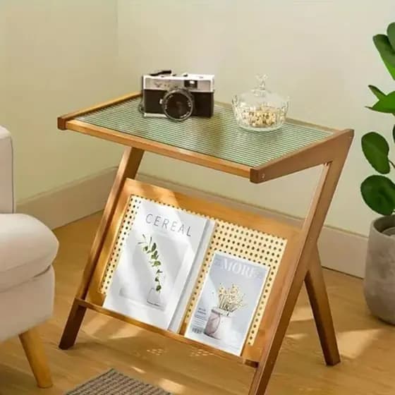 Mesa Canto Bambu Apoio Sala Quarto Espaco P/ Livro Decoração