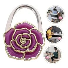 Suporte Portátil De Bolsa P/ Mesa Gancho Tipo Flor Prático Em Metal Decorativo