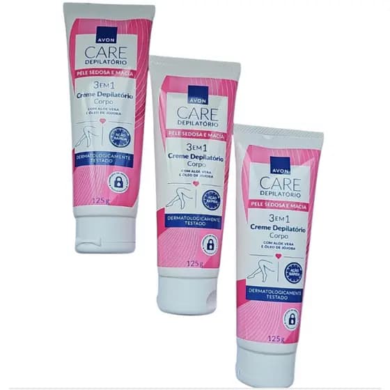 AVON CARE  CREME DEPILATORIO CORPO 3em 1PELE SEDOSA E MACIA COM ALOE VERA E OLEO DE JOJOBA 125g