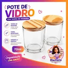 Kit Potes de Vidro 70ml com Tampa de Madeira Para Velas Artesanais Velas Aromaticas Lembrancinhas