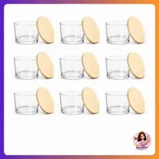 Kit Potes de Vidro Patê 150ml Tampa Madeira Pinus Velas Artesanais Lembrancinhas Nadir Figueiredo