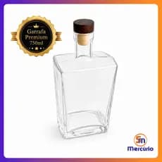 Garrafa de Vidro 750ml Grandeur Rolha Madeira Azeite Gin Licor Whisky Destilados Premium