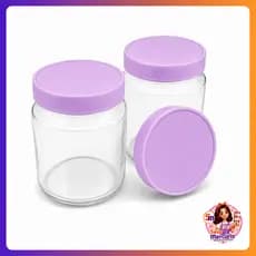 Kit 12 Potes De Vidro 200ml Com Tampas Plasticas Lilas Bebe BPA Free Armazenamento de Leite Materno
