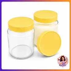 12 Potes De Vidro Frasco 200ml Com Tampas Plasticas Amarela BPA Free Armazenamento de Leite Materno
