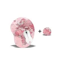Mouse Pad Ergonômico mapa rosa + Porta copo