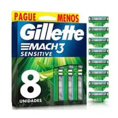 Gillette Mach3 Sensitive carga de barbeador 8 unidades