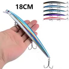 18cm 24g Grande Isca De Pesca De Peixinho Longo Artificial Crankbait Olhos 3D Para Marítima