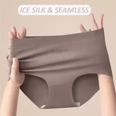 Roupa Interior Feminina Sem Costura De Seda Gelo 7A Antibacteriana Amoreira Virilha Calcinha Cintura Média Nova yoga Esp