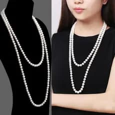 150cm Longo Imitação De Pérola Colar Senhoras Multicamadas Longa Corrente Camisola Kalung Contas