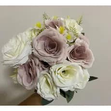 Buquê de Flores Artificiais Rosas Tons Nude e Branco