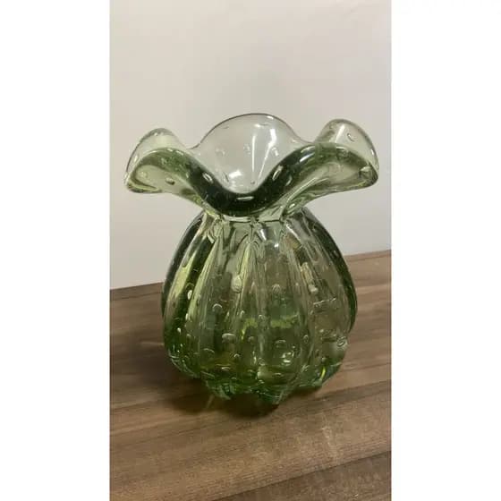 Vaso Trouxinha de Murano Verde Translucido M (15cm) - (vidro reforçado)