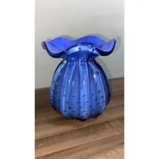 Vaso Trouxinha de Murano Azul Escuro M 15cm - (vidro reforçado)