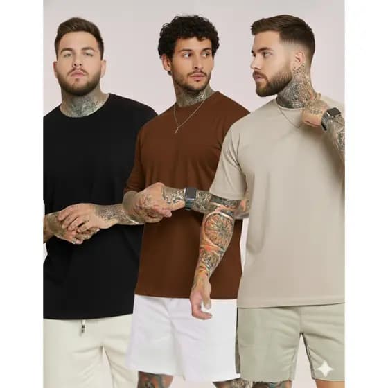 Kit 3 Camisetas Camisa Masculina Lisa Manga Curta Blusa Gola Redonda 100% Algodão Confortável Oferta