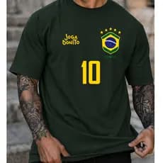 Camiseta Masculina Brasil 100% Algodão Camisa Fio 30.1 Gola Redonda Envio Imediato Oferta