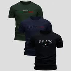 Kit 3 Camiseta Masculino Casual T-Shirt Camisa 100% Algodão Confotável Oferta Envio Imediato