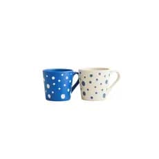 2 Canecas de Cerâmica 400ml Premium Decorada Azul e Branca