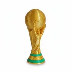 Troféu Decorativo Futebol Mundial com Acabamento Metalizado e Base Verde para Colecionadores