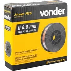 Arame De Solda MIG/MAG 0,8mm Bola 5kg Vonder  – Carretel Plástico ER70S-6 para Solda em Aço Carbono
