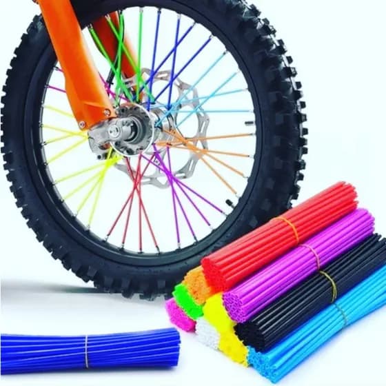Capa de Raios Protetora Bike Moto Bicicleta Cadeira De Rodas Canudo Cores- 76 PÇS