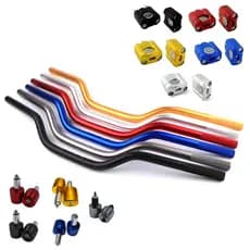 Kit Guidão Fat Bar Esportivo Alto + Pesinho Colorido Alumínio Anodizado Moto 22mm Universal trail