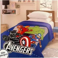 Cobertor Infantil Vingadores Jolitex Original Antialérgico Quentinho 1,50 x 2,00 Solteiro