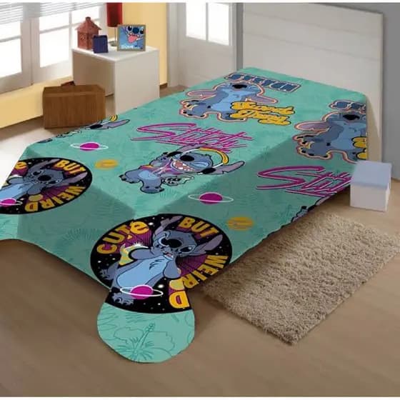 Cobertor Manta Solteiro Stitch Lillo Disney Microfibra Jolitex