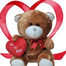 Ursinho de pelúcia coração caramelo, frase "eu te amo" para vc presentear a pessoa que vc mais ama