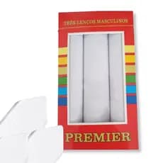 Kit 3 Lenço de Bolso Masculino Branco 100% Algodão para Terno Premier