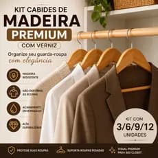 Kit Cabides Madeira Verniz Reforçado Roupeiro Closet Guarda Roupa Organização Premium