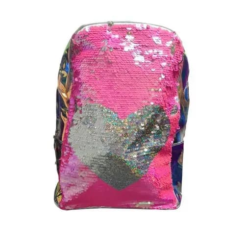 Mochila Infantil Holografica Lantejoulas Plastica Resistente Escolar Bonita Colorida