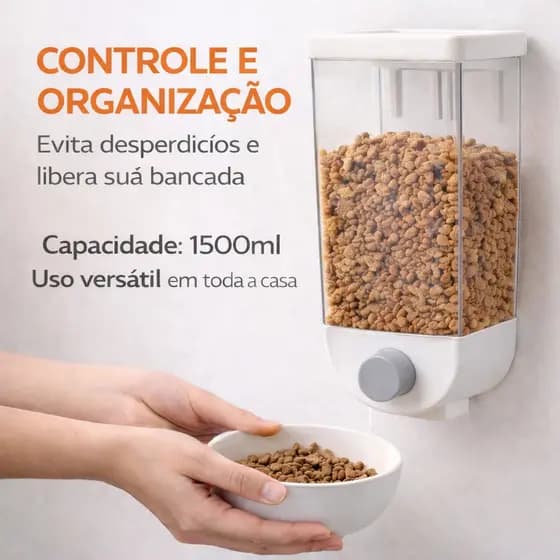 Dispenser Organizador Suspenso Multiuso 1500 Ml Economia Espaço Banheiro Cozinha Cereais Ração Pets