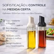 Galheteiro Vidro Quadrado 500ml Porta Azeite Vinagre Molhos Cozinha Sortido