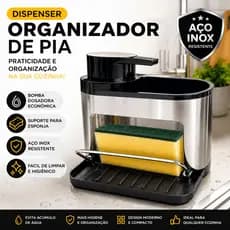 Dispenser Suporte Esponja Organizador Pia Cozinha Aco Inox Resistente Facil Limpeza