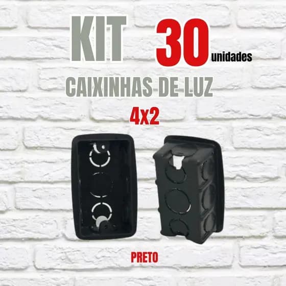 Kit 30 Caixinhas de Luz 4x2 (Preta)