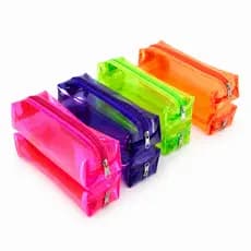 Estojo Neon Transparente em PVC Estojo de Lápis Estojo escolar Cores Vibrantes