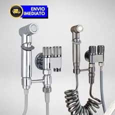 Ducha Higiênica Banheiro Lavatório Registro Duplo Chumbo/Cromada Inox ABS KIT DUCHA + REGISTRO DUPLO
