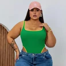 Body Feminino Plus Size Cavado Copa do Brasil 2026 em Suplex Confortável Verão Praia Sensual Body Maiô