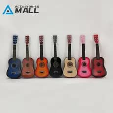 Guitarra pequena de 23 polegadas de madeira, multi-cores, instrumento musical de iluminação infantil, instrumento musical de seis cordas, guitarra pequena