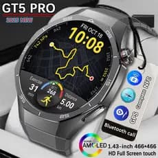 2024 Novo GT5 Pro Smartwatch Relógio Inteligente Masculino 5 AMOLED Tela HD NFC Bluetooth Chamada GPS Trajetória Freqüên